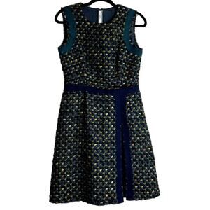 Prada Dress Women 42 Green Wool Tweed Made Italy Fit Flare Business Quiet Luxury